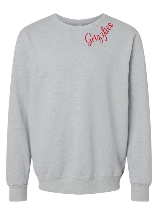 Grizzlies Embroidered Collar Jerzees Eco Premium Soft Blend Crewneck Sweatshirt