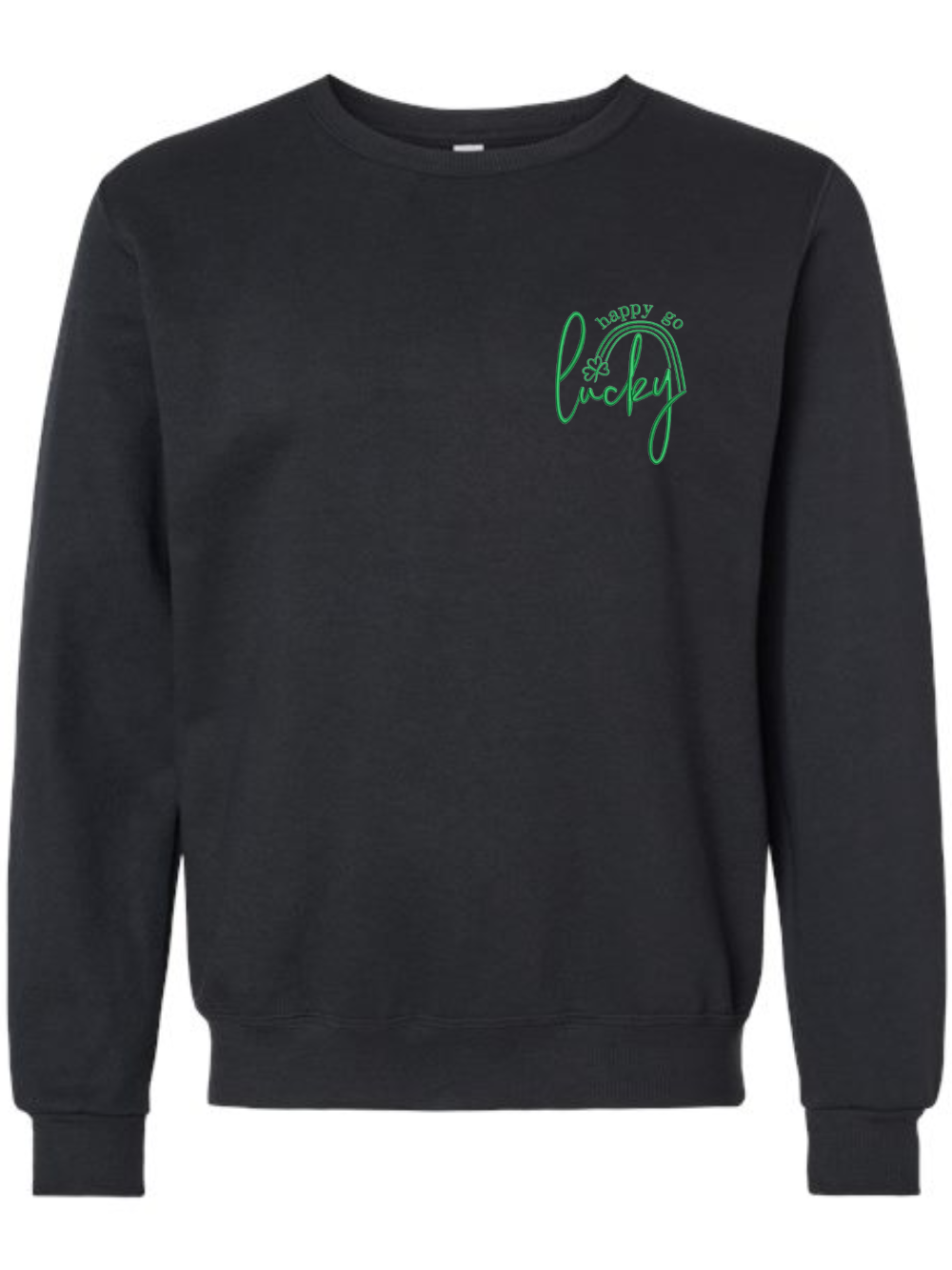 Happy Go Lucky Embroidered Crewneck Sweatshirt