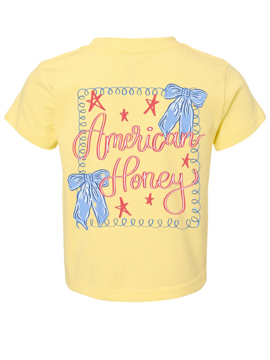 American Honey Cutesy Printed Back Comfort Colors Graphic Toddle or Youth T-Shirt