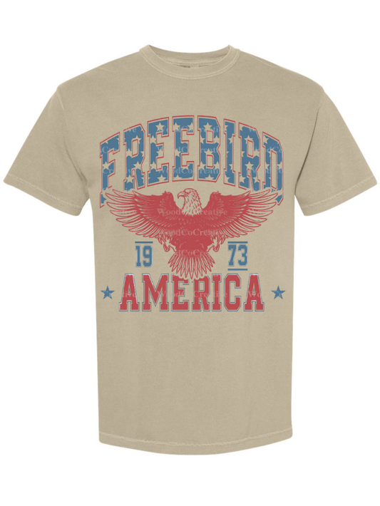 Free Bird America Printed Comfort Colors Graphic T-Shirt