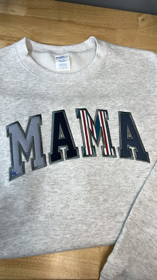 Custom Baby Blanket or Onesie Mama Applique Embroidered Crewneck Sweatshirt