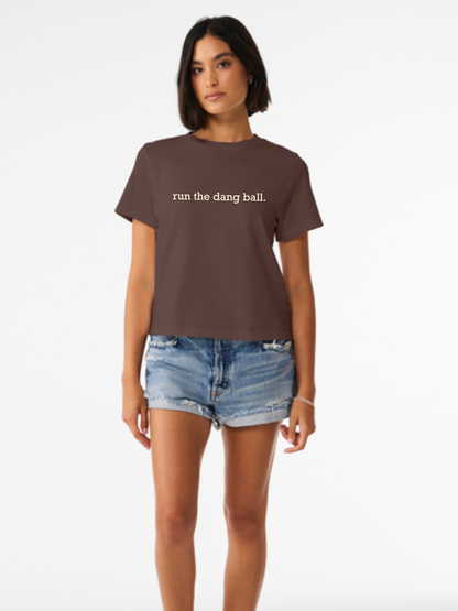Run The Dang Ball Embroidered Football Boxy Midi Tee