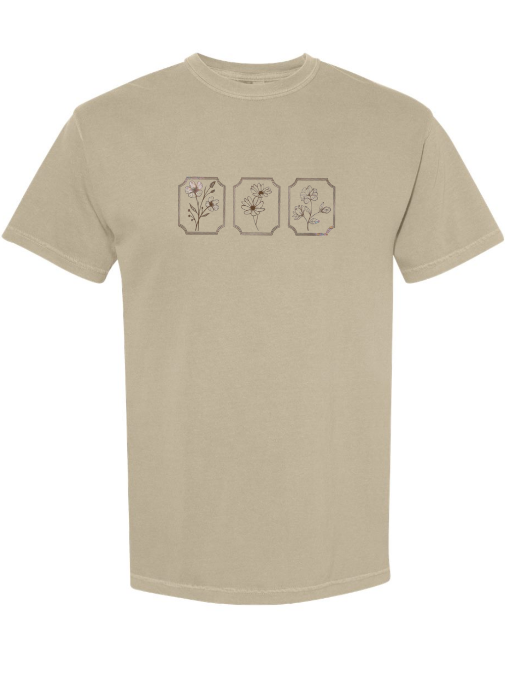 Letters To Me Floral Stamps Embroidered Comfort Colors T-Shirt