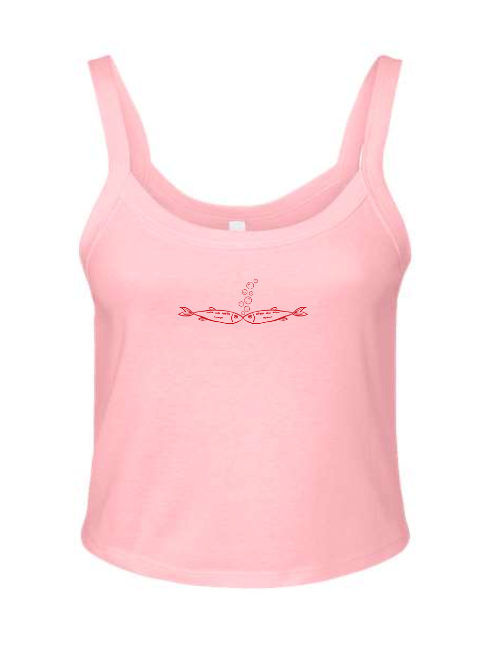 Sardine Love Embroidered Rib Spaghetti Strap Women's Baby Tank