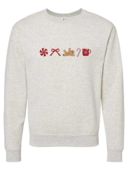 Hot Cocoa Gingerbread Embroidered Christmas Pocket or Regular Crewneck Sweatshirt