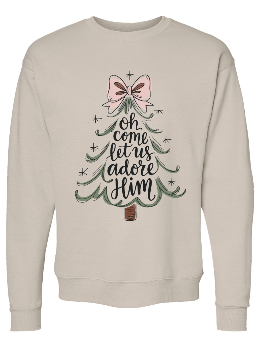 Oh Come Let Us Adore Him Graphic Crewneck Sweatshirt