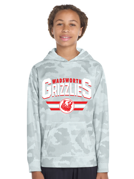 Wadsworth Grizzlies Printed Sport-Tek® CamoHex Fleece Youth Hooded Sweatshirt