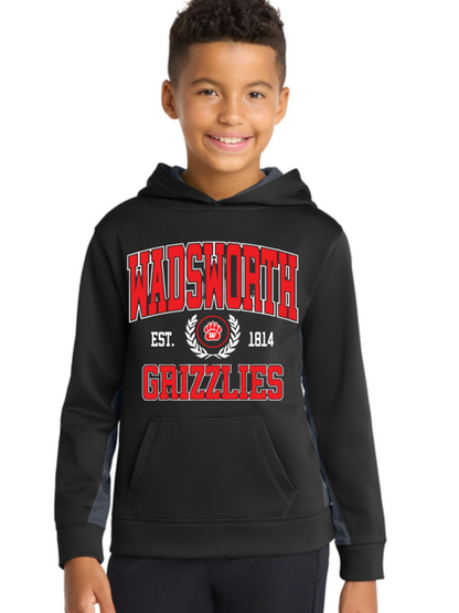 Wadsworth Grizzlies Printed Sport-Tek® CamoHex Colorblock Youth Hooded Sweatshirt