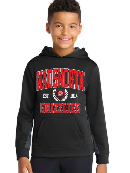 Wadsworth Grizzlies Printed Sport-Tek® CamoHex Colorblock Youth Hooded Sweatshirt