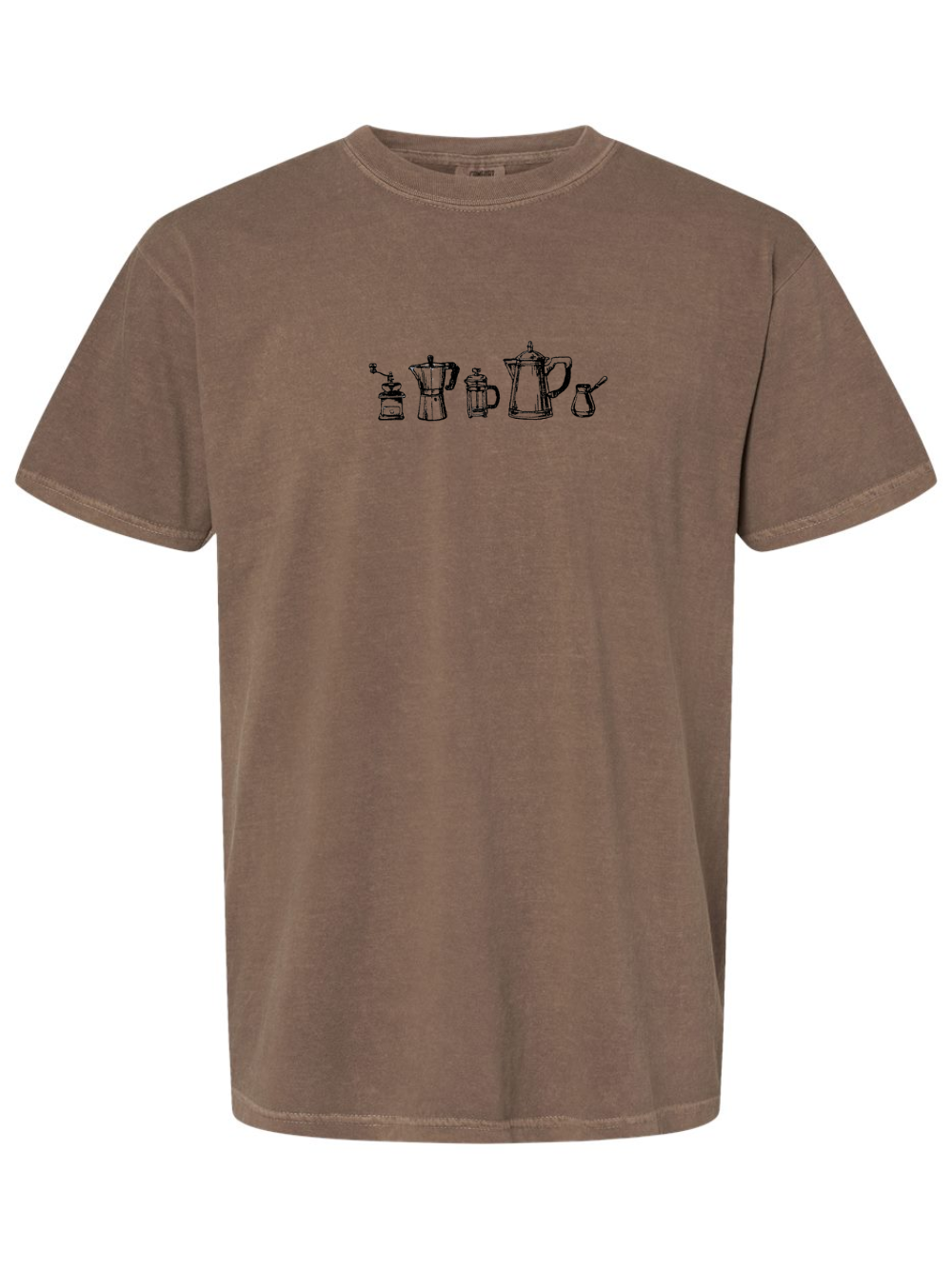 Coffee Doodles Embroidered Comfort Colors T-Shirt