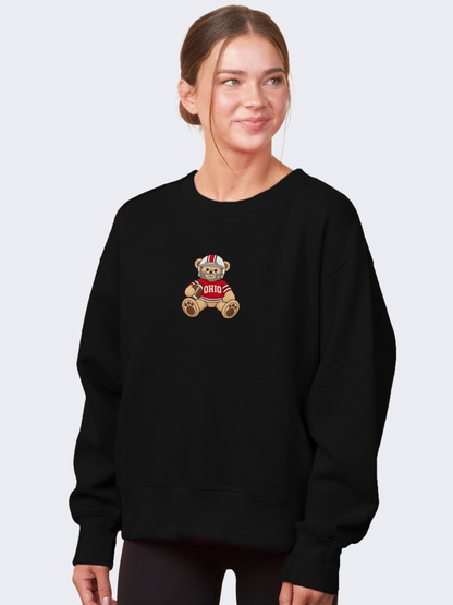 Ohio State Football Teddy Bear Embroidered Boxy Crewneck