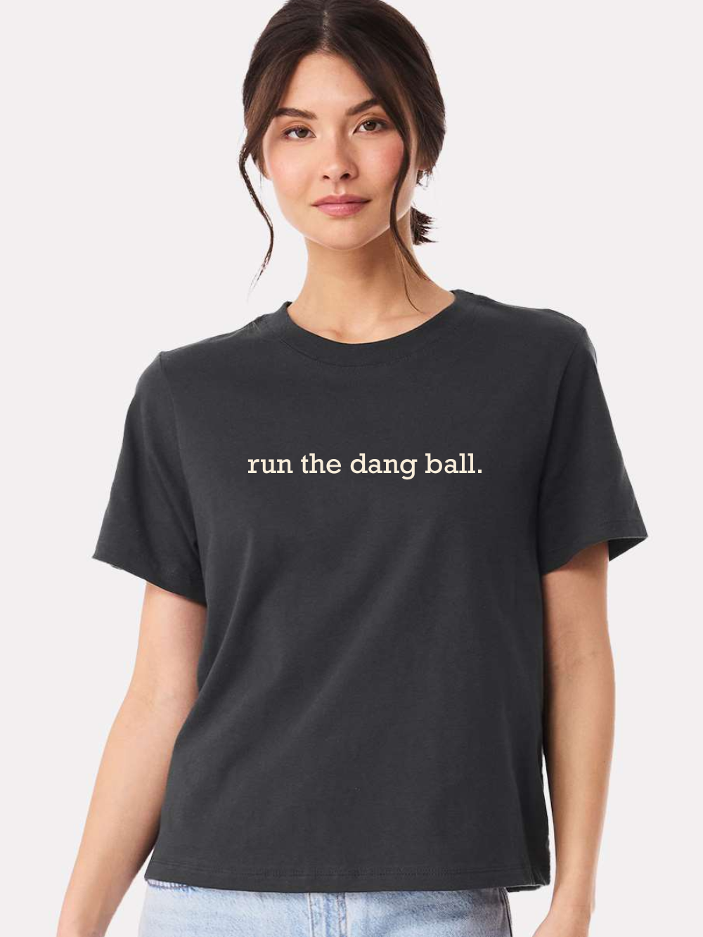 Run The Dang Ball Embroidered Football Boxy Midi Tee