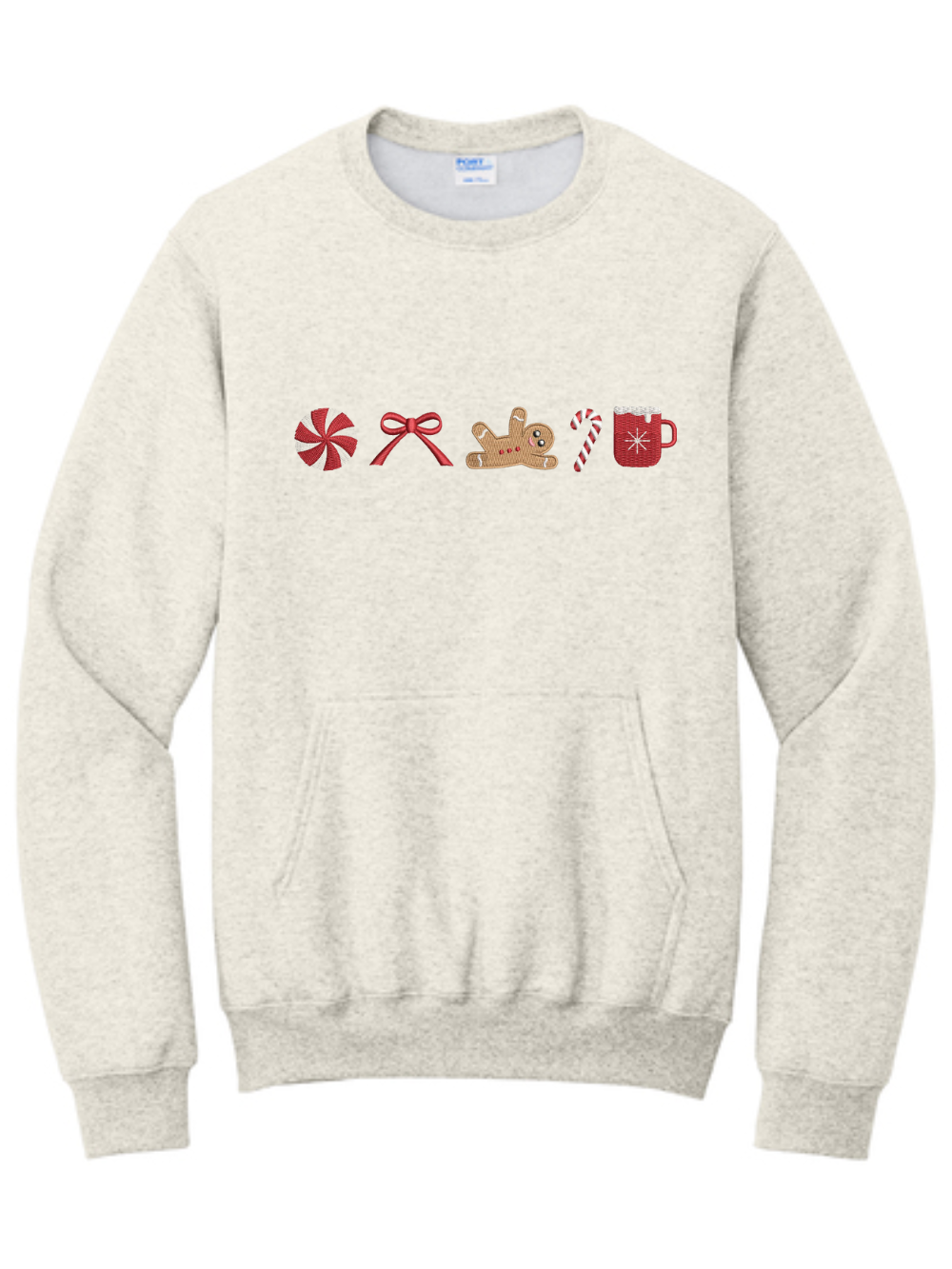 Hot Cocoa Gingerbread Embroidered Christmas Pocket or Regular Crewneck Sweatshirt