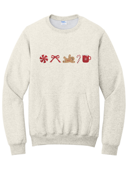 Hot Cocoa Gingerbread Embroidered Christmas Pocket or Regular Crewneck Sweatshirt