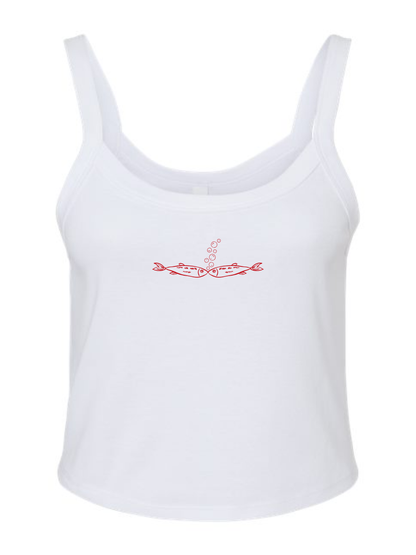 Sardine Love Embroidered Rib Spaghetti Strap Women's Baby Tank