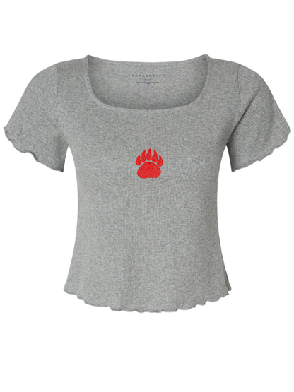 Wadsworth Paw Embroidered Ladies Baby Ribbed T-Shirt