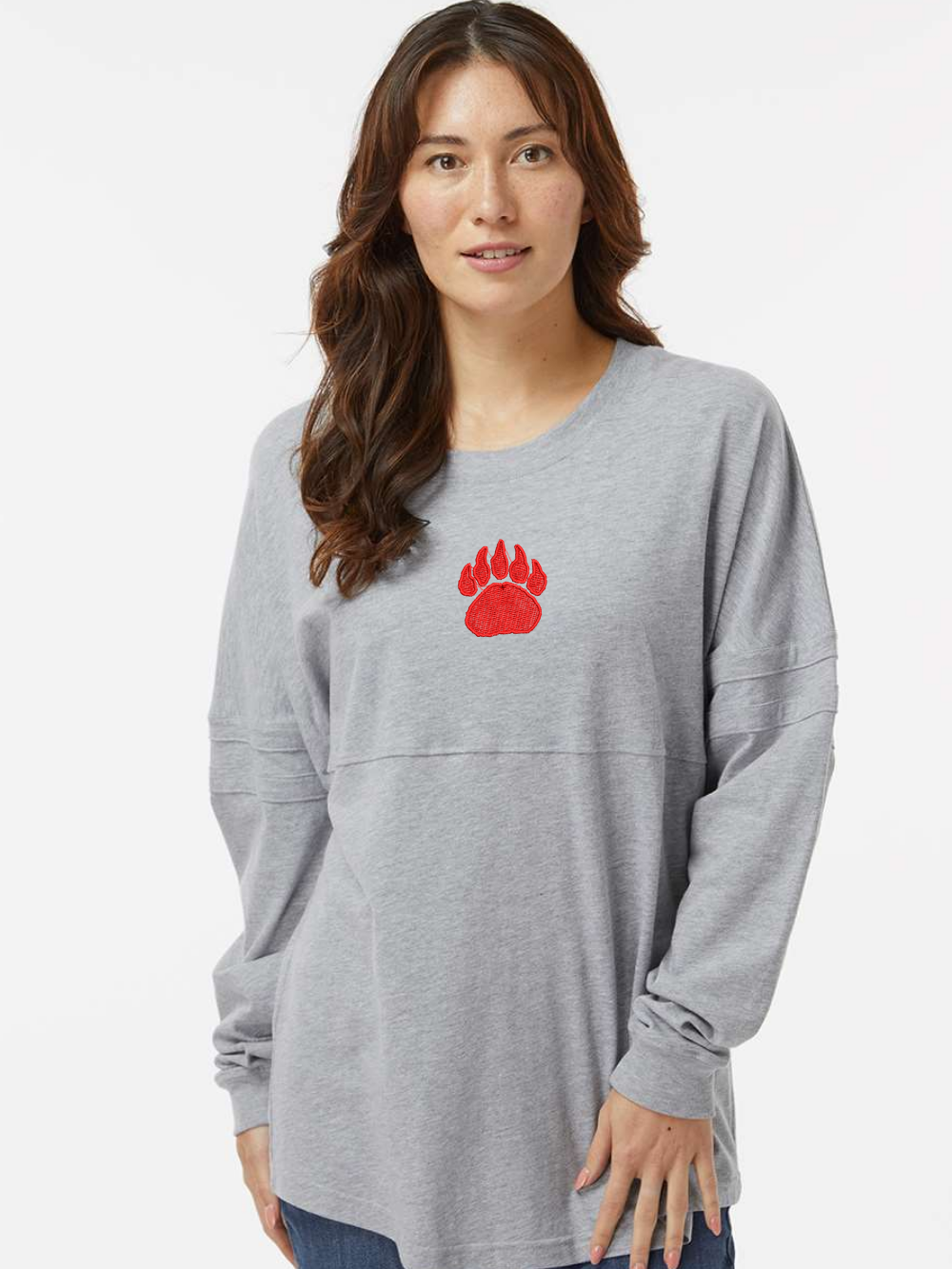 Wadsworth Paw Embroidered Women's Long Sleeve Retro Jersey T-Shirt