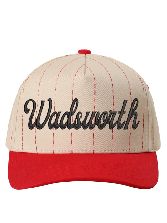 Wadsworth Script Embroidered Pinstripe Trucker Hat