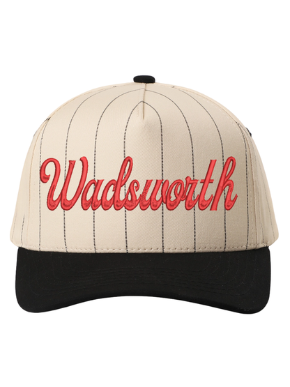 Wadsworth Script Embroidered Pinstripe Trucker Hat