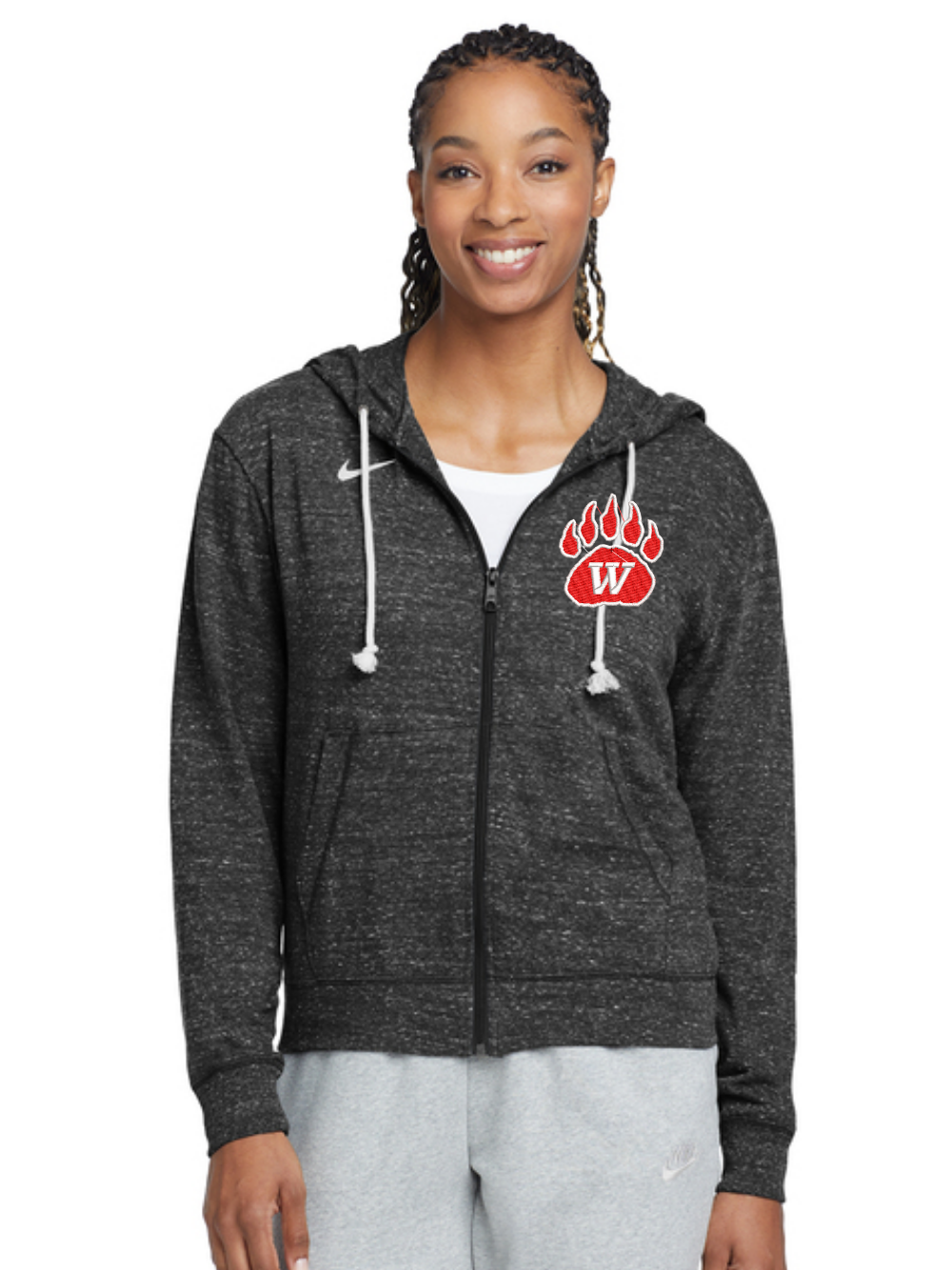 Wadsworth Embroidered Nike Women's Gym Vintage Full-Zip Hoodie