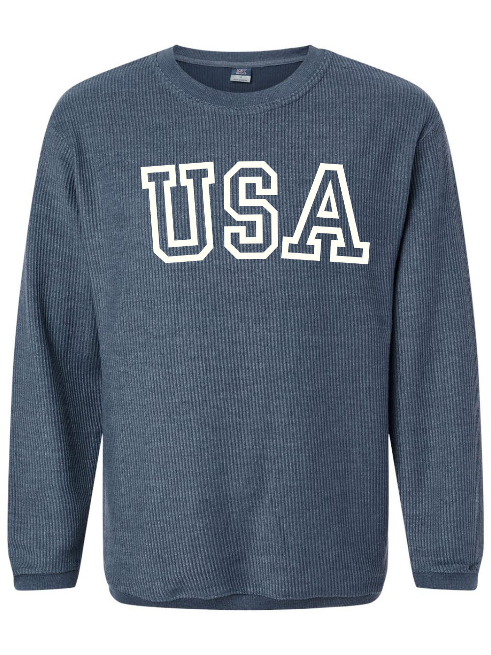 USA Outline Embroidered Corded Crewneck Sweatshirt