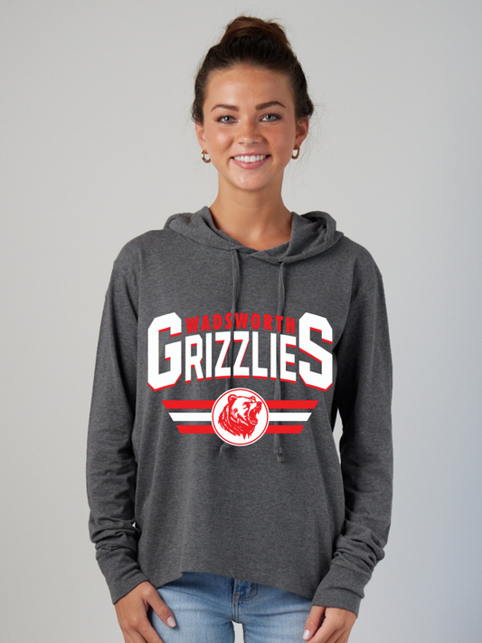Wadsworth Grizzlies Printed Ladies Long Sleeve Hooded Tee