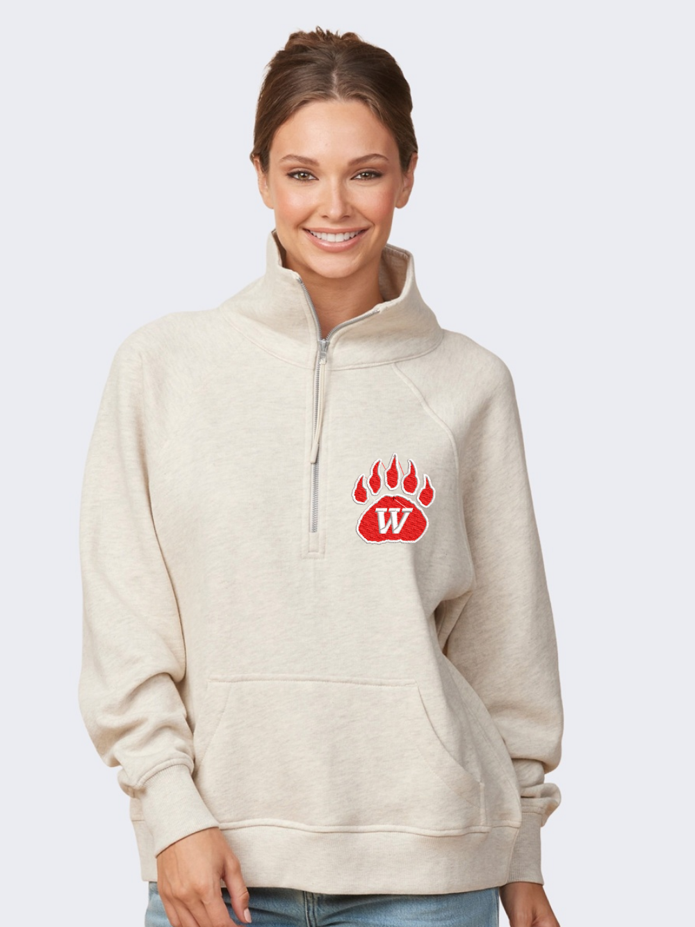 Wadsworth Embroidered Ladies Boxy Half Zip Fleece