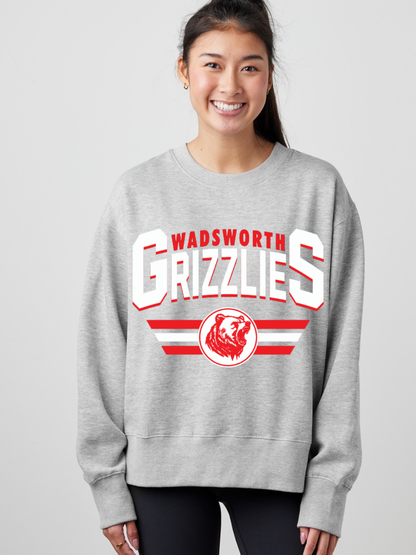 Wadsworth Grizzlies Printed Ladies Boxy Crewneck Sweatshirt