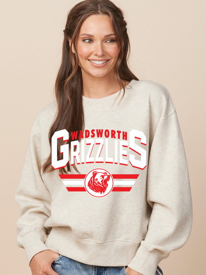 Wadsworth Grizzlies Printed Ladies Boxy Crewneck Sweatshirt