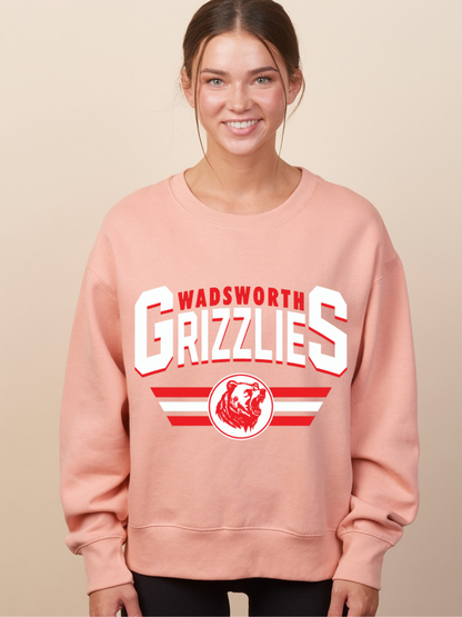 Wadsworth Grizzlies Printed Ladies Boxy Crewneck Sweatshirt