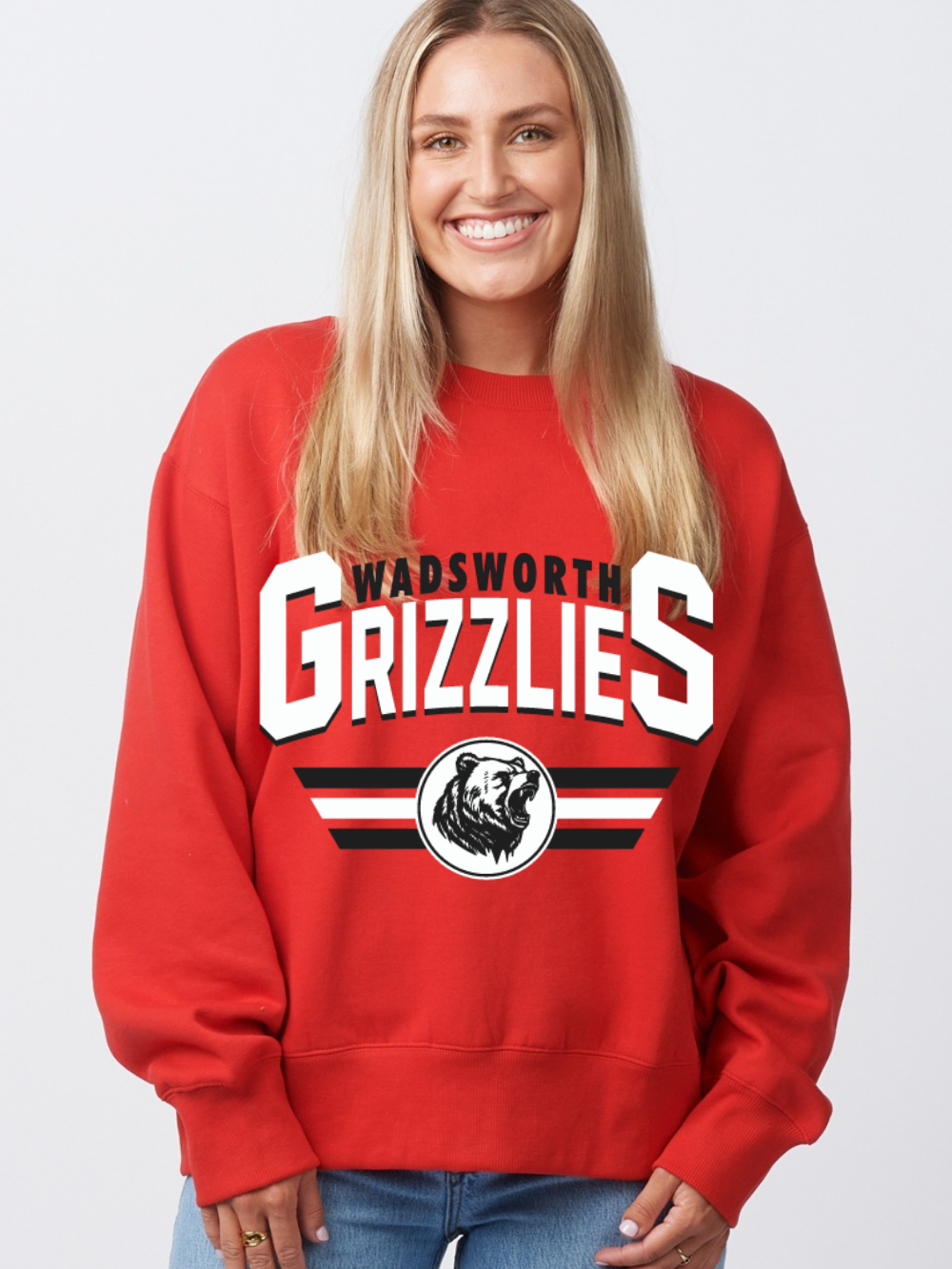 Wadsworth Grizzlies Printed Ladies Boxy Crewneck Sweatshirt