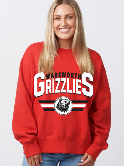 Wadsworth Grizzlies Printed Ladies Boxy Crewneck Sweatshirt