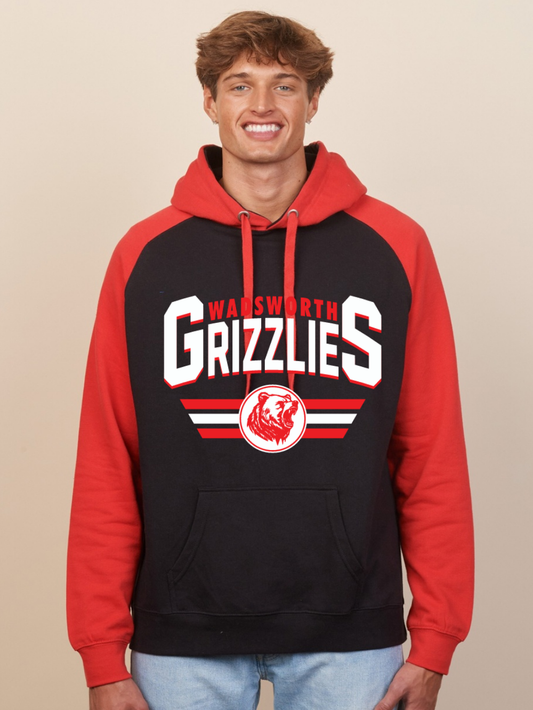 Wadsworth Grizzlies Printed Adult Colorblock Hooded Sweatshirt