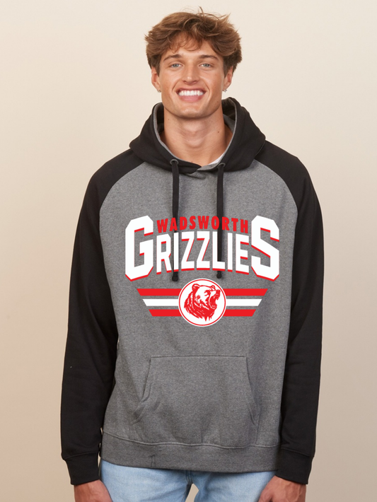 Wadsworth Grizzlies Printed Adult Colorblock Hooded Sweatshirt