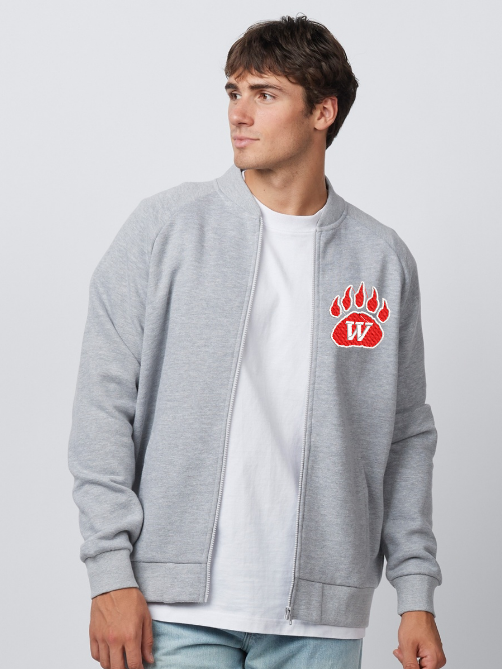 Wadsworth Embroidered Adult Full Zip Fleece Bomber Jacket