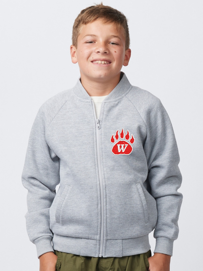 Wadsworth Embroidered Youth Full Zip Fleece Bomber Jacket