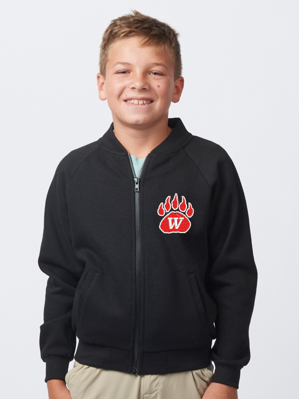 Wadsworth Embroidered Youth Full Zip Fleece Bomber Jacket