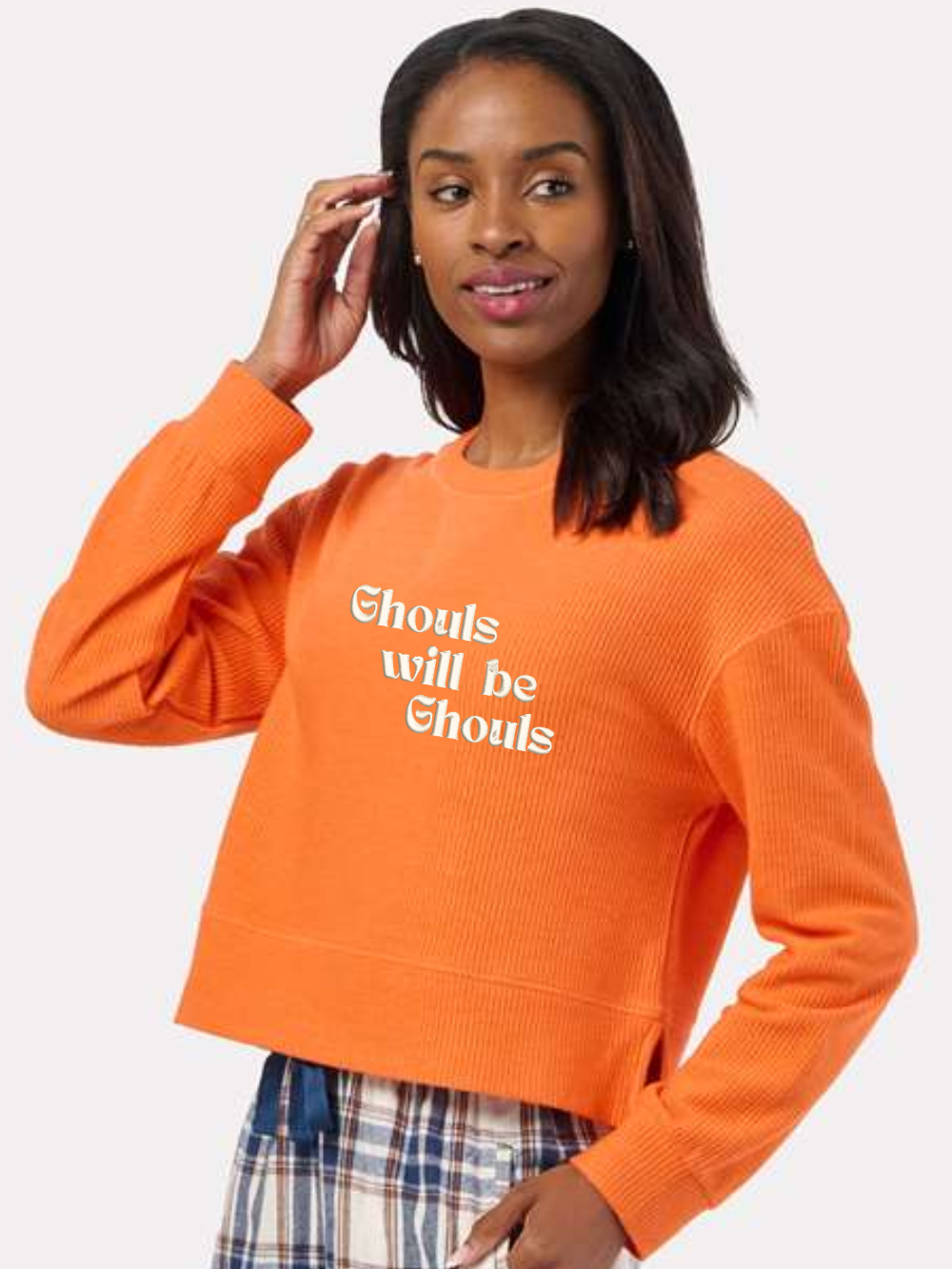 Ghouls Will Be Ghouls Embroidered Women's Corded Boxy Crewneck
