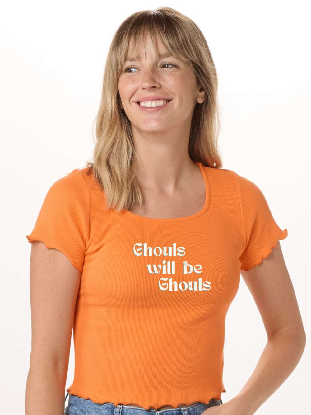 Ghouls Will Be Ghouls Embroidered Women's Baby Rib T-Shirt