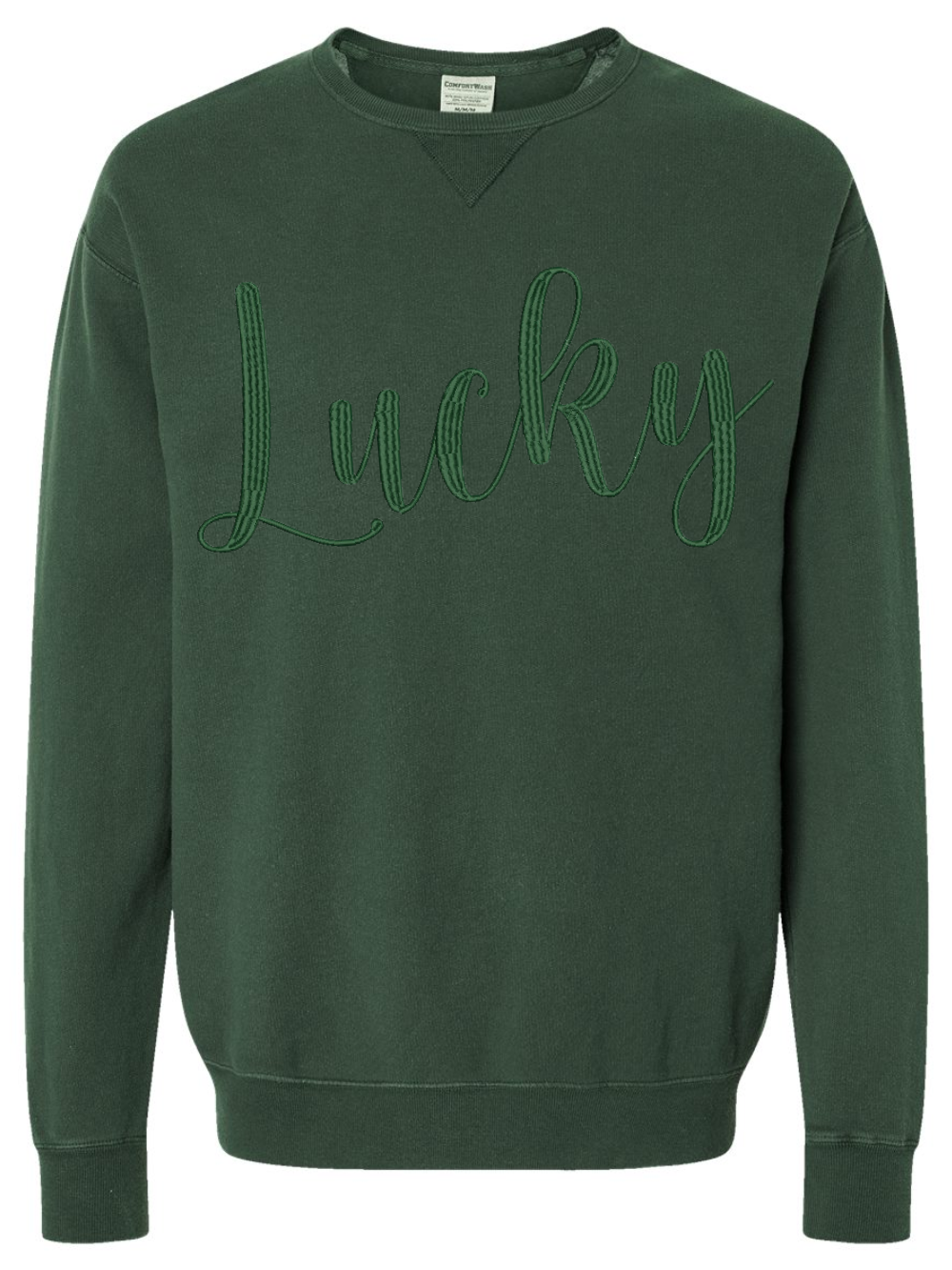 Lucky Script Garment-Dyed Crewneck Sweatshirt