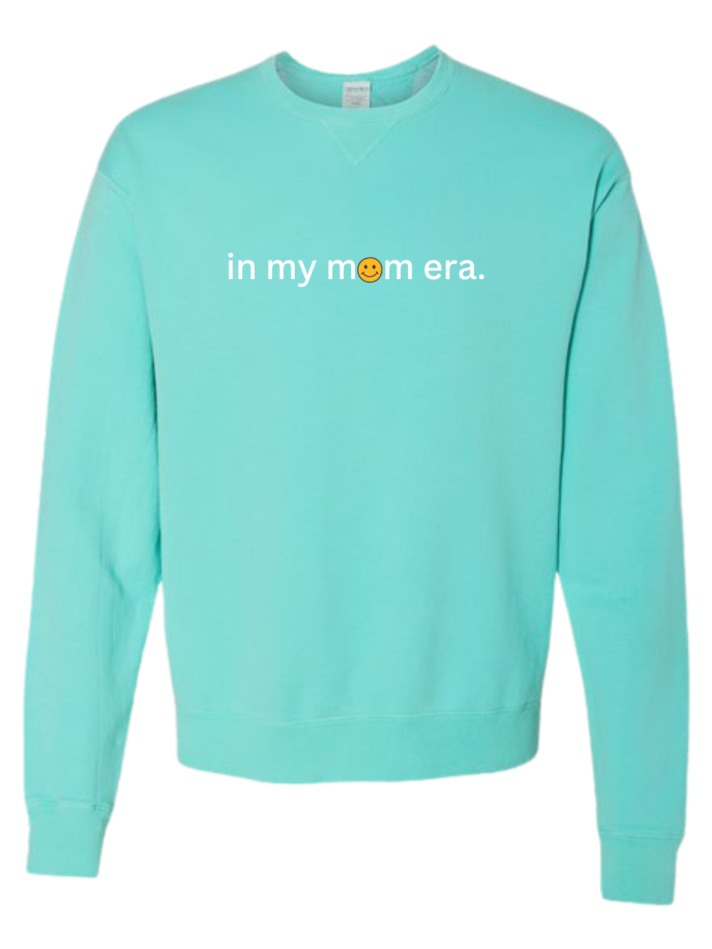 In My Mom Era Smiley Face Embroidered Garment-Dyed Crewneck Sweatshirt