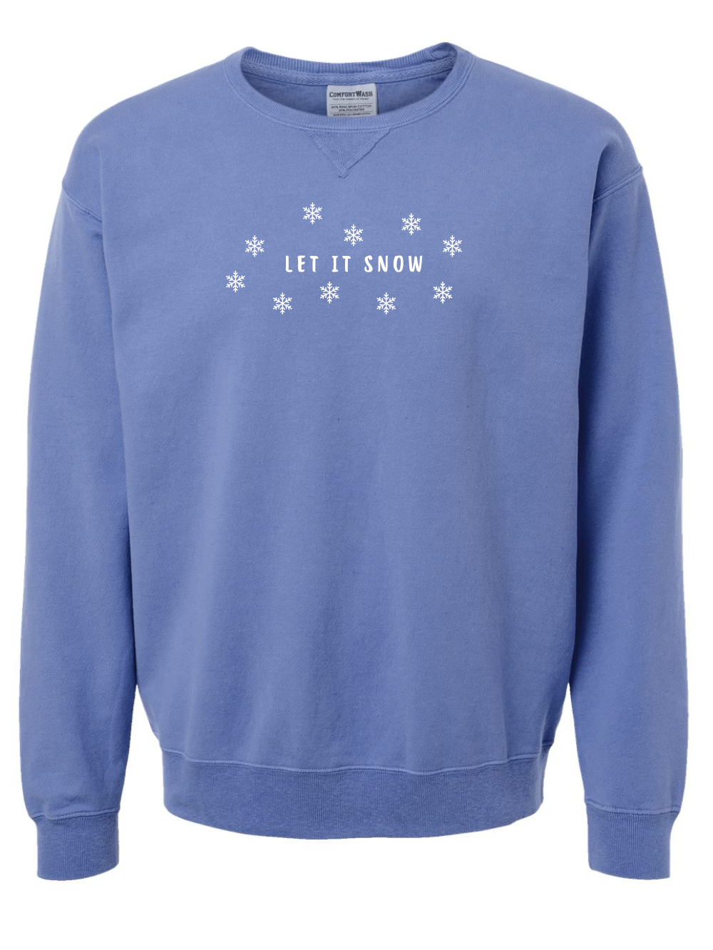 Let It Snow Embroidered Washed Crewneck Sweatshirt