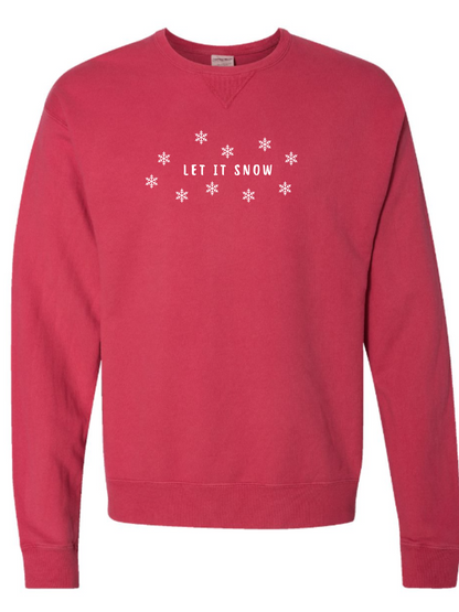 Let It Snow Embroidered Washed Crewneck Sweatshirt