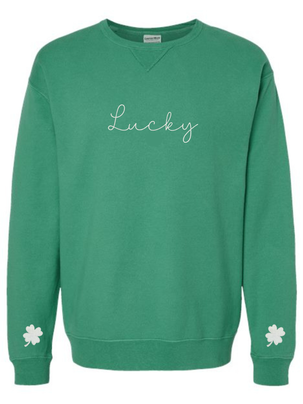 Lucky Shamrock Sleeves Embroidered Crewneck Sweatshirt