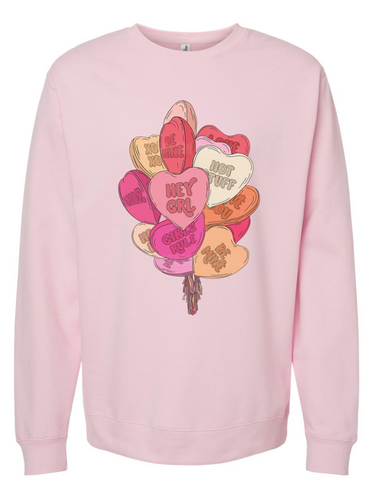 Heart Balloons Graphic Fleece Crewneck Sweatshirt