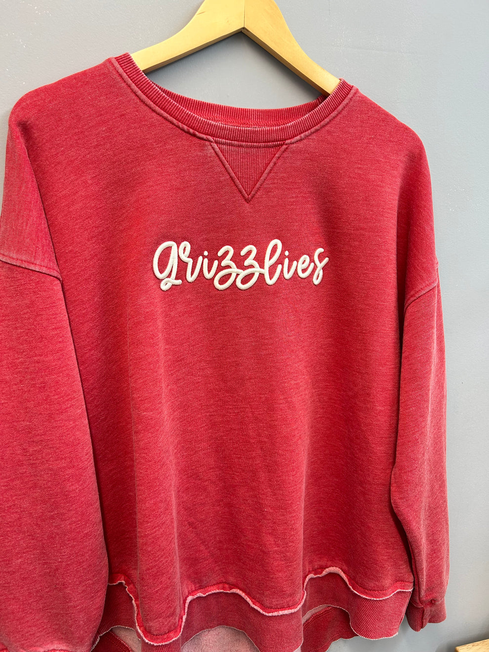 Custom Word Puff Embroidered Washed Tunic Crewneck Sweatshirt – Sansew ...