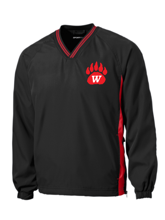 Grizzly Paw Embroidered V-Neck Windbreaker