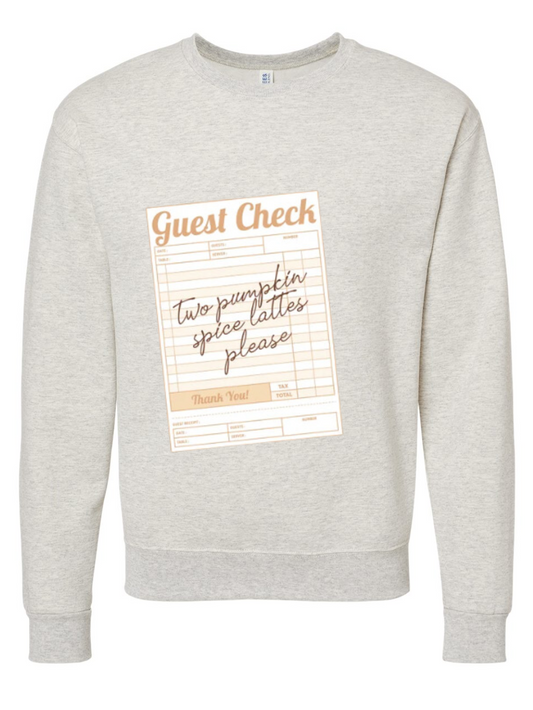 Pumpkin Spice Latte Receipt Crewneck Graphic Sweatshirt