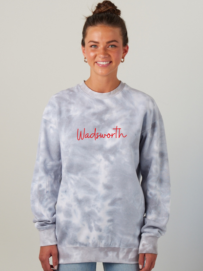 Wadsworth Embroidered Adult Tie Dye Fleece Crewneck Sweatshirt