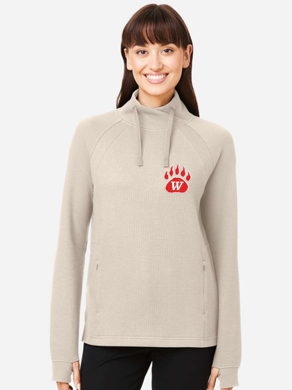 Wadsworth Embroidered Women's Rhythm Waffle Cross-Neck Pullover